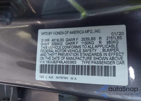 2020 Acura Tlx Tech Package из США, поврежденный, VIN 19UUB2F49LA003903